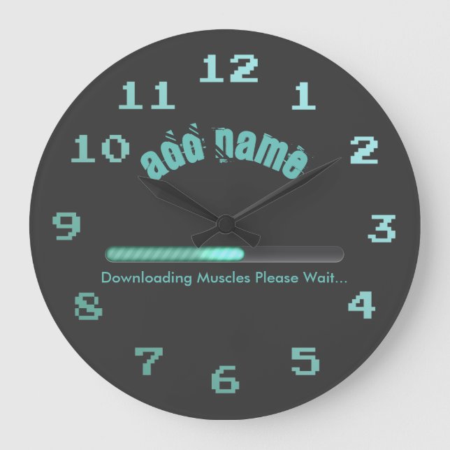 Fitnessraum Bodybuilder Personalisierte Muskeln Große Wanduhr (Vorderseite)