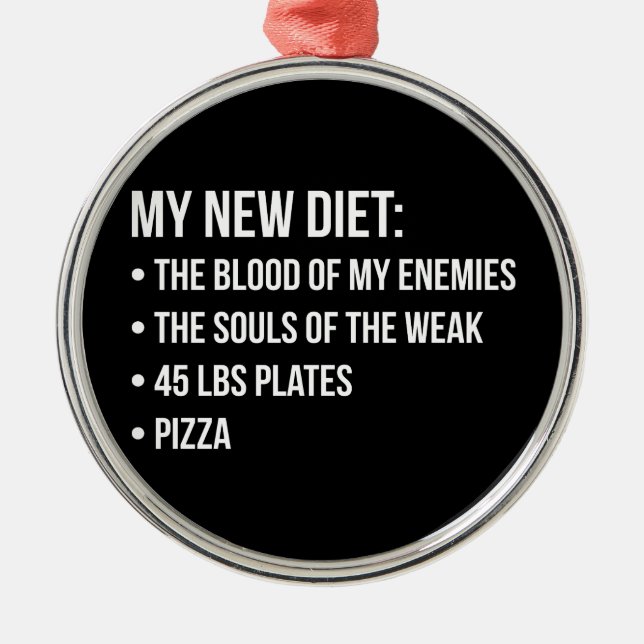 Fitnessraum Spaß - Diät - Blut, Soule, Pizza - Fun Ornament Aus Metall (Vorne)