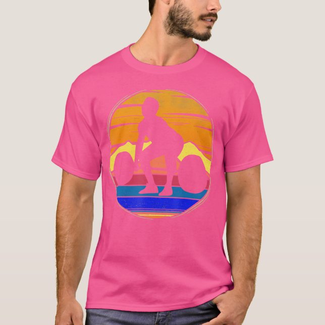 Fitnessraum und Fitness Retro-Sonnenuntergang Spor T-Shirt (Vorderseite)