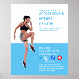 Fitnessstudio Blue Foto Personal Trainer Fitness F Poster
