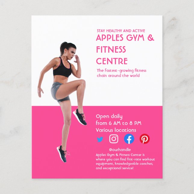 Fitnessstudio in heißen rosa Fotos Personal Traine Flyer (Vorne)