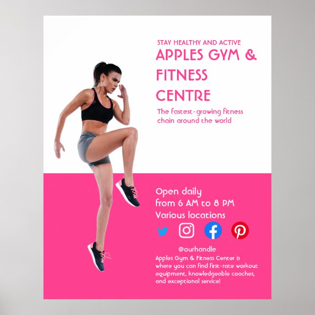 Fitnessstudio in heißen rosa Fotos Personal Traine Poster (Vorne)