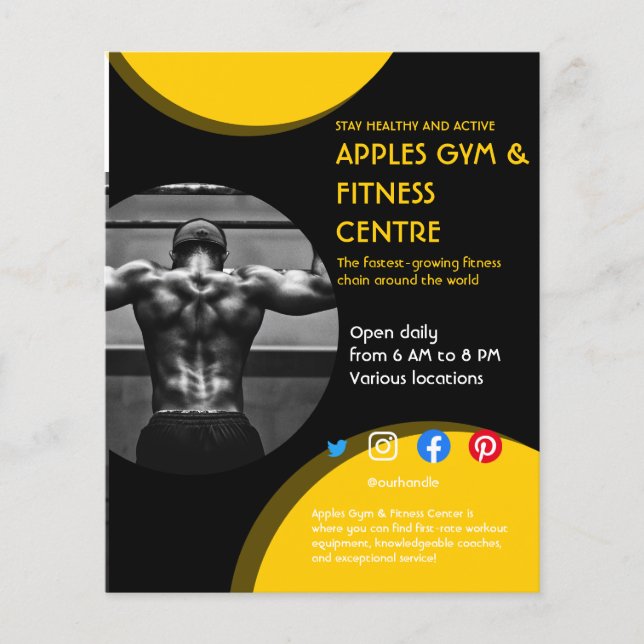 Fitnessstudio mit schwarzem und gelbem Foto - Trai Flyer (Vorne)