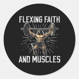 Fitnessstudio und Jesus Christlicher Bodybuilder R Runder Aufkleber