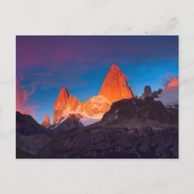 Fitz Roy bei Sonnenaufgang Postkarte (Vorderseite)