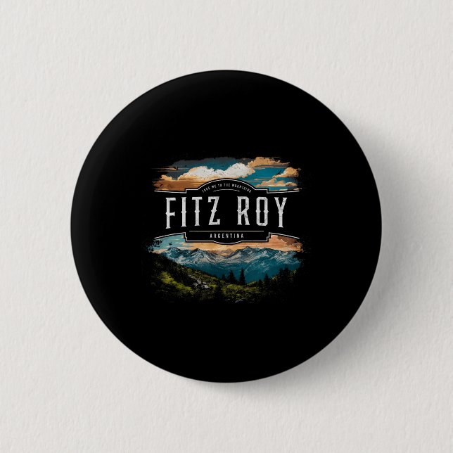 Fitz Roy Berge Argentinien Wandern Outdoor Vinta Button (Vorderseite)
