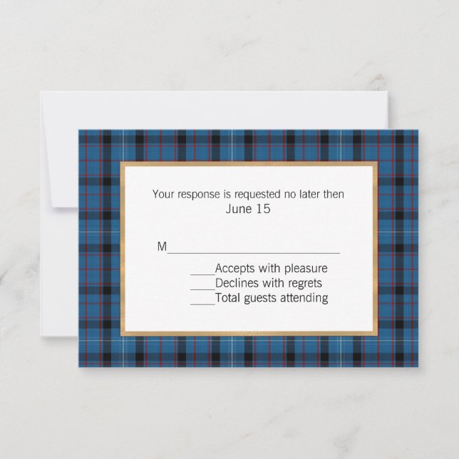 Fitzgerald Tartan Kariert Wedding RSVP Card Karte (Vorderseite)