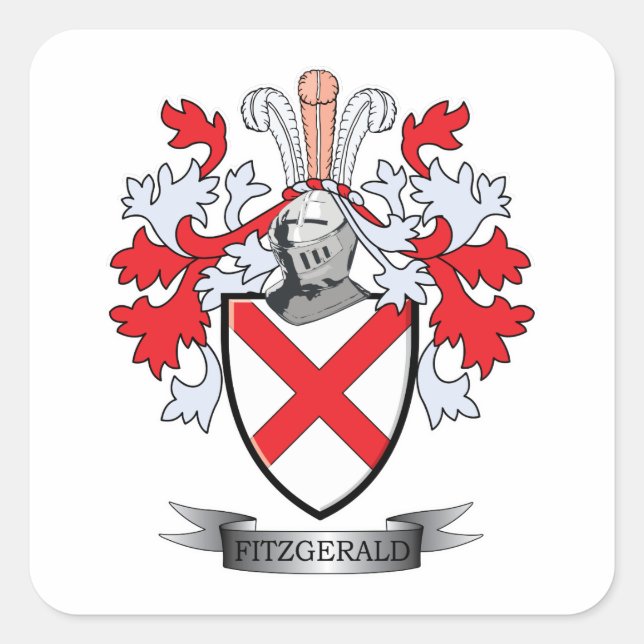 Fitzgerald Wappen Quadratischer Aufkleber (Vorderseite)