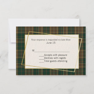Fitzsimmons Tartan Kariert Wedding RSVP Card Karte