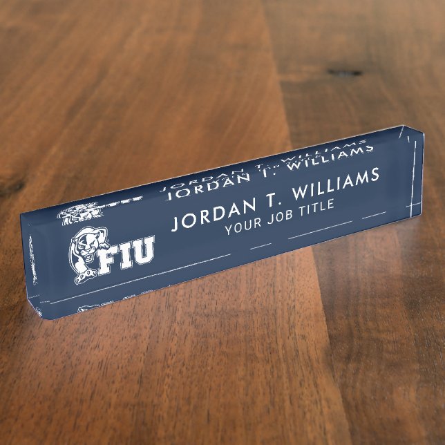 FIU-Panther - weißes Logo Namensplakette (Seite)
