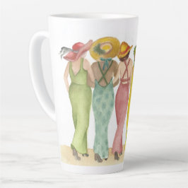 Five Beach Babe Friends auf einem großen 17" Milchtasse