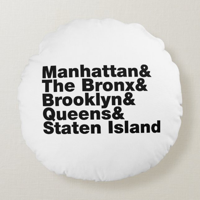 Five Boroughs ~ New York City Rundes Kissen (Vorderseite)