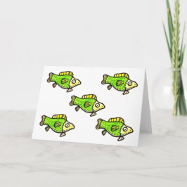 Five Cartoon Green Fish Greeting Card Karte