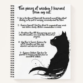Five Cat Wisdom Black Cat Design SpiralNotebook Notizbuch