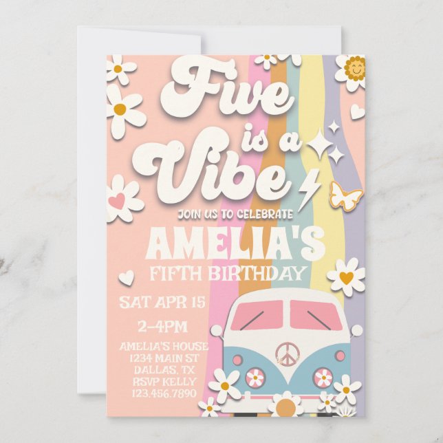 Five est une Vibe Super 5e anniversaire Invitation (Devant)
