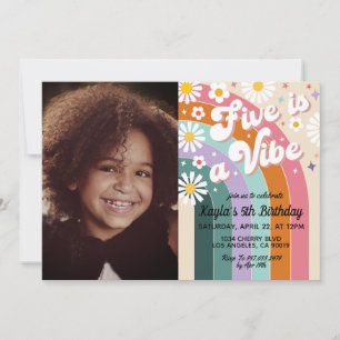 Five est Vibe 5th Portrait Anniversaire Invitation