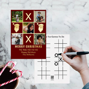 Five Family Photo Tic Tac Toe Ho Ho Ho Christmas F Folien Feiertagskarte