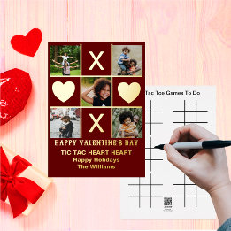 Five Foto Tic Tac Toe Heart Red Valentine Folien Feiertagskarte