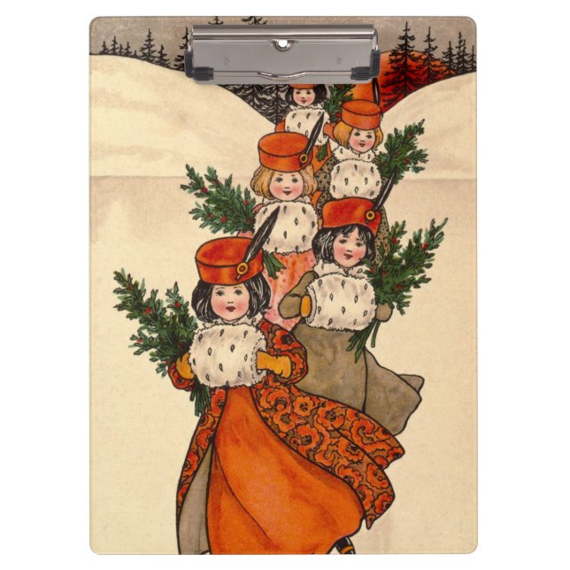 Five Girls With Furry Muffs - Florence Hardy Klemmbrett (Vorderseite)