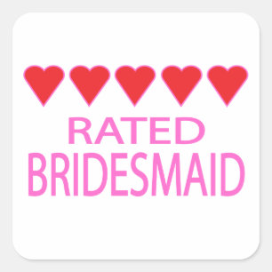 Five Heart Bridesmaid Quadratischer Aufkleber