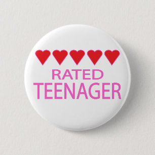Five Heart Teenager Button