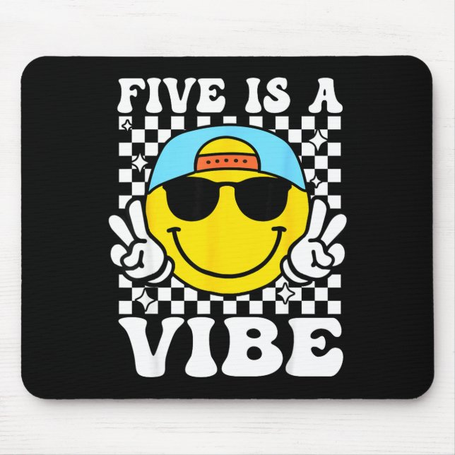 Five Is A Vibe 5th Birthday Groovy Boys Girls 5 Ye Mousepad (Vorne)