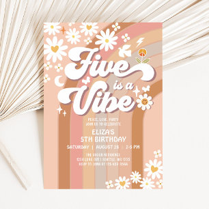 Five is A Vibe Anniversaire Invitation Hippie les 