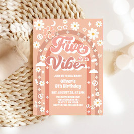 Five Is A Vibe Groovy Retro 5th Birthday Einladung