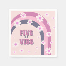 Five is a Vibe Retro Regenbogen Gänseblümchen Mädc