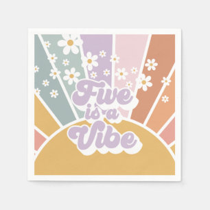 Five is a Vibe Retro Sonnenschein Regenbogen Gänse Serviette