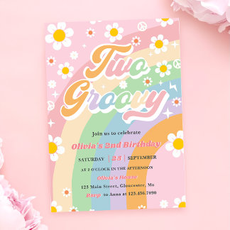 Five ist ein Vibe Groovy Daisy Rainbow 5. Geburtst Einladung