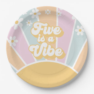 Five ist ein Vibe pastel Retro Sunshine daisine bo Pappteller
