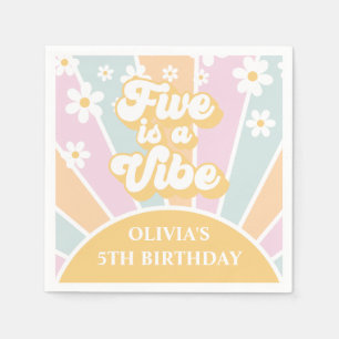 Five ist ein Vibe pastel Retro Sunshine daisine bo Serviette