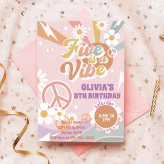 Five ist ein Vibe peach Liebe Party 5. Geburtstag Einladung