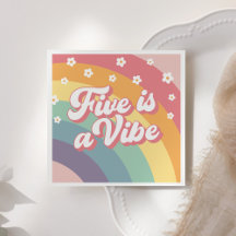 Five ist ein Vibe Retro 70er Rainbow Daisy zum Geb