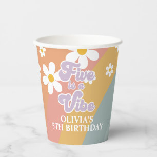 Five ist ein Vibe Retro Rainbow Paper Cups Pappbecher