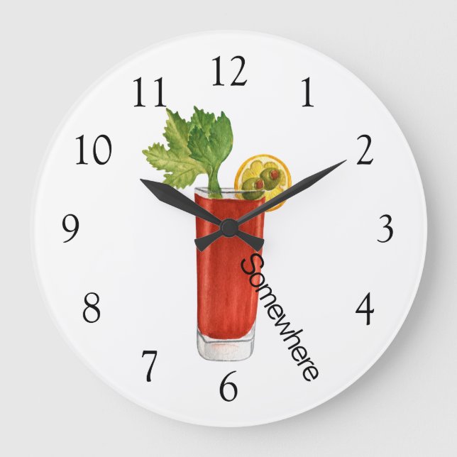 Five O'Clock Irgendwo blutig Mary Cocktail Große Wanduhr (Vorderseite)
