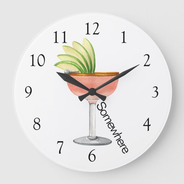 Five O'Clock Somewhere Margarita Große Wanduhr (Vorderseite)