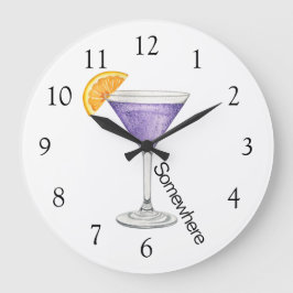 Five O'Clock Somewhere Purple Martini Large Clock Große Wanduhr