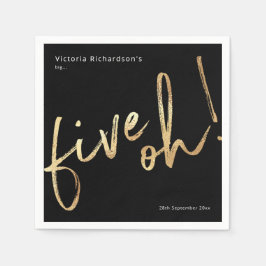 Five Oh 50. Geburtstag Black Gold Foil Einfache Ch Serviette