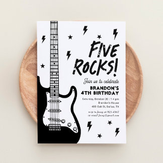 Five Rocks Guitar Rock und Roll 5. Geburtstag Einladung