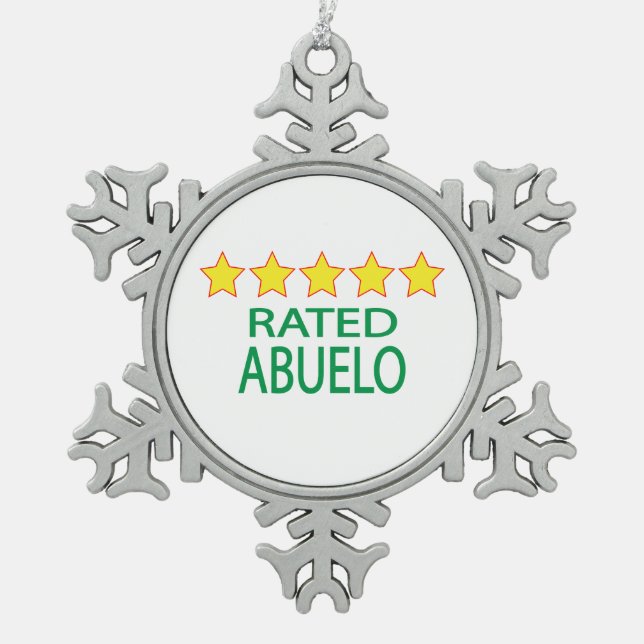 Five Star Abuelo Schneeflocken Zinn-Ornament (Vorderseite)