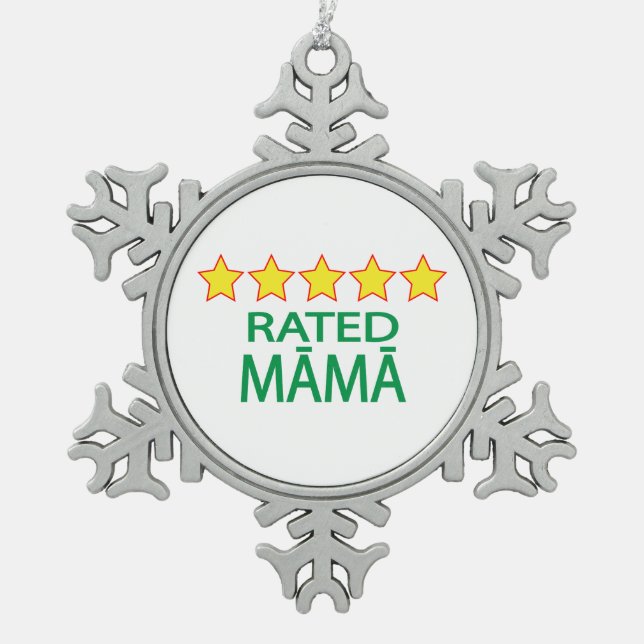 Five Star Māmā Schneeflocken Zinn-Ornament (Vorderseite)