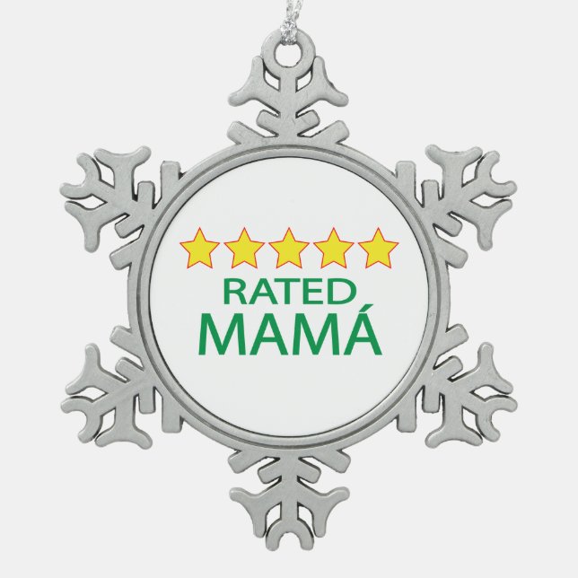 Five Star Mamá Schneeflocken Zinn-Ornament (Vorderseite)