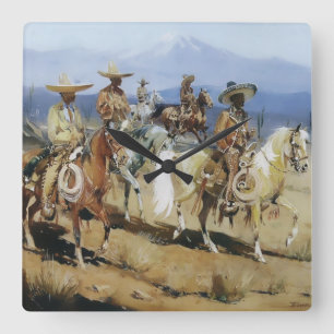Five Vaqueros on Horseback von Edward Borein Quadratische Wanduhr