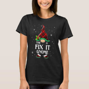 Fix It Gnome Rotkariertes passendes Familien-Weihn T-Shirt
