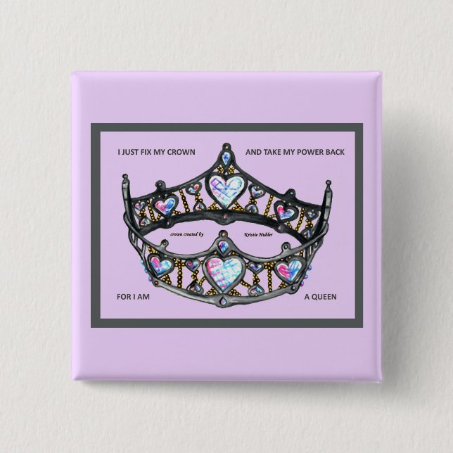 Fix my crown take power back am pink silver button (Vorderseite)