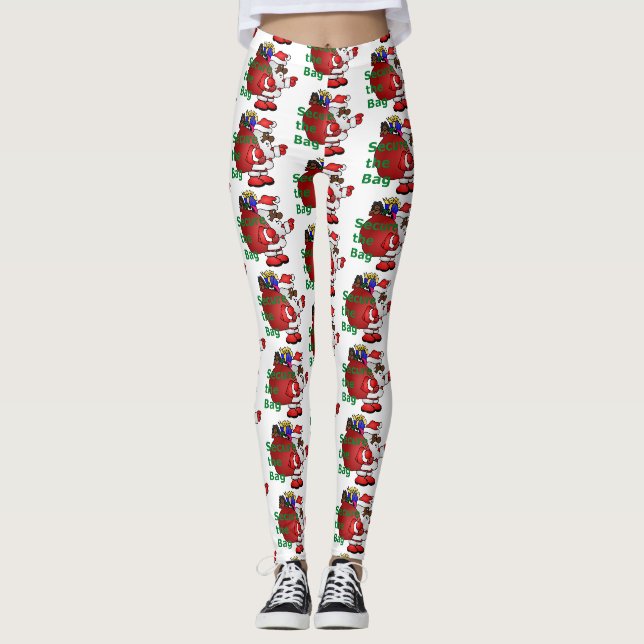fixer le sac noir père Noël leggings (Devant)