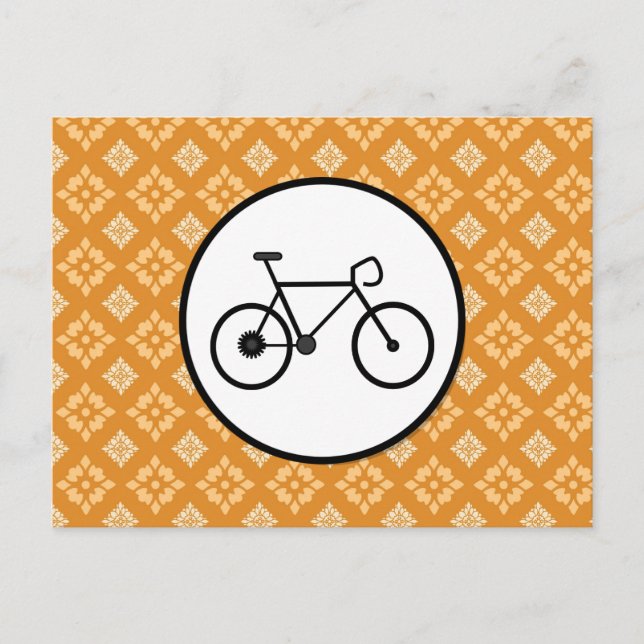 Fixie Bike Festgetriebefahrrad auf Orangenmuster Postkarte (Vorderseite)