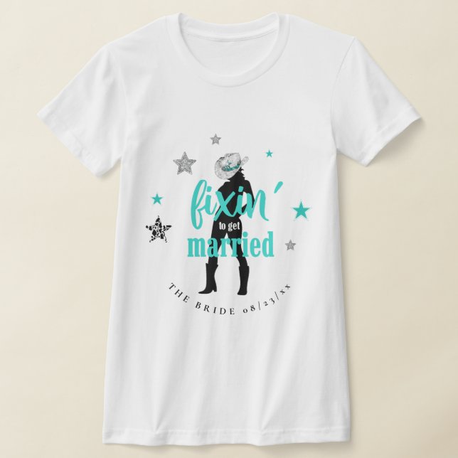 Fixin' The Bride Disco Bachelorette Aquamarine ID9 T-Shirt (Ablage )